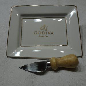 Godiva Porcelain Servine Mini Tray with Knife